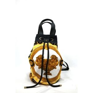 Versace Beach Bag Shoulder Tote Pile Cotton Black